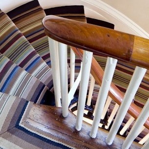 Rainbow striped stair runner