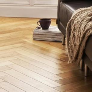 Chevron patterned wooden floor